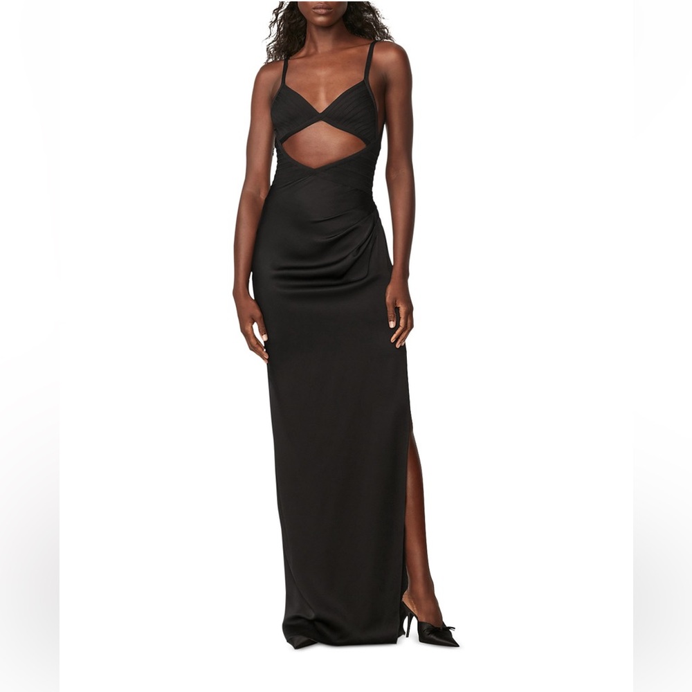 Herve Leger Black Maxi Slip Skirt with Cut Out